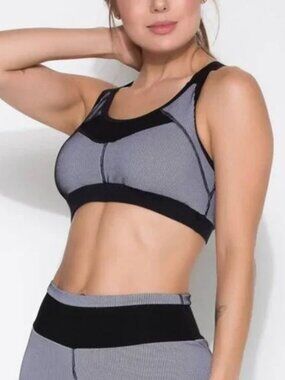 NWT PROTOKOLO Sharlene Black and White Sports Bra, size M/L